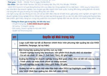 MỜI DOANH NGHIỆP THAM GIA TRƯNG BÀY, QUẢNG BÁ TẠI VASI CEO SUMMIT 2024 TP.HCM