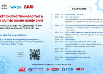 Thư mời tham dự: Workshop Tổng kết Dự án hợp tác VASI – TMV Đào tạo & Tư vấn Cải tiến cho Doanh nghiệp CNHT